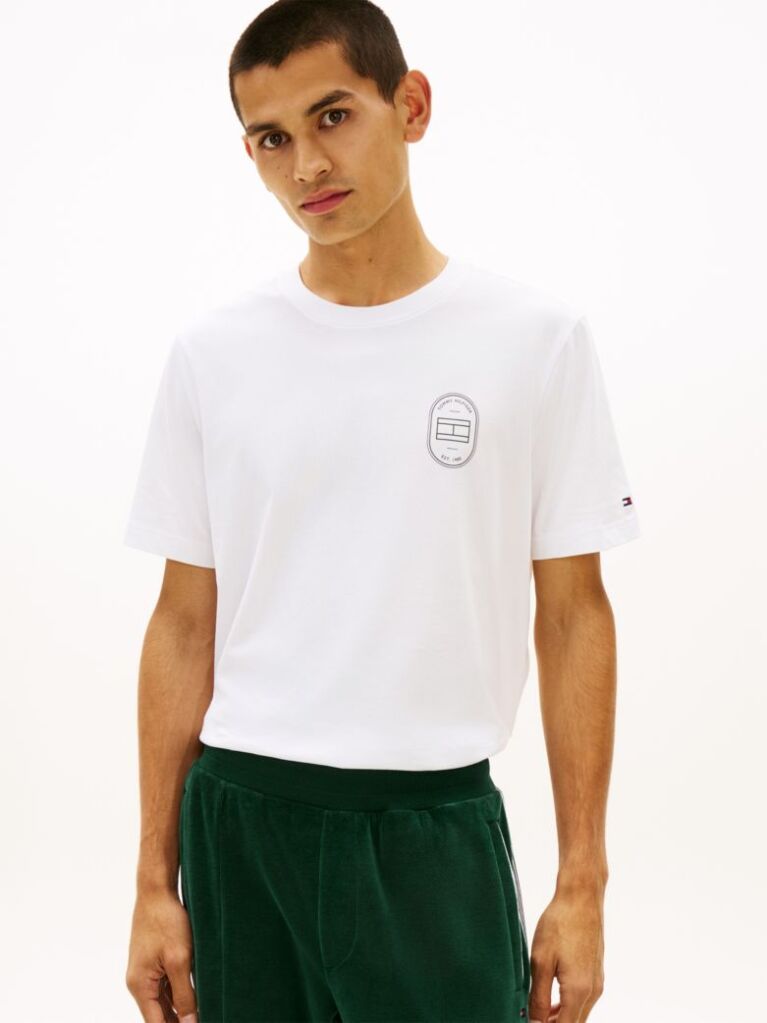 White Logo Crew Neck T-Shirt  Men