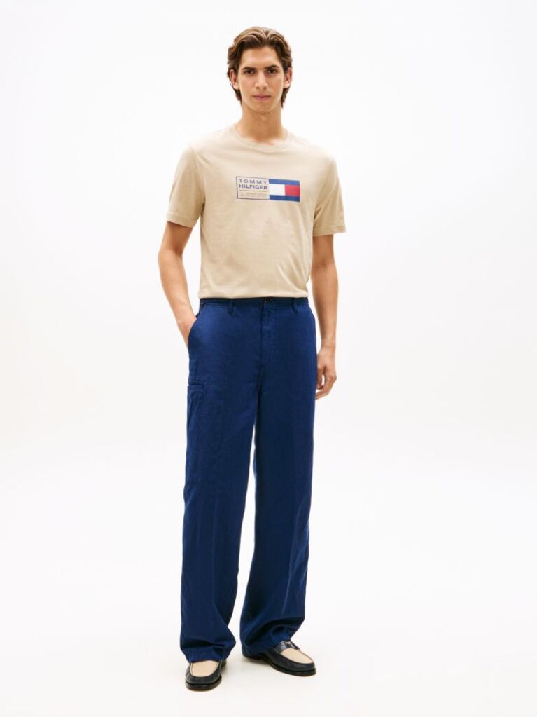Beige Logo Jersey Crew Neck T-Shirt  Men