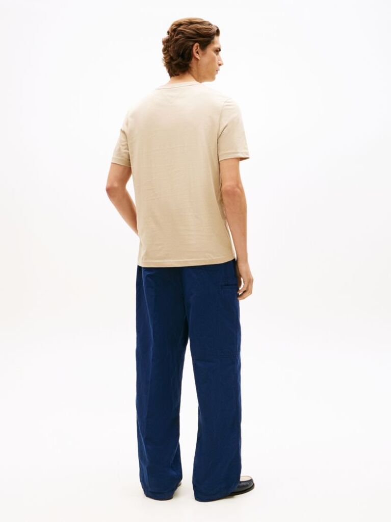 Beige Logo Jersey Crew Neck T-Shirt  Men