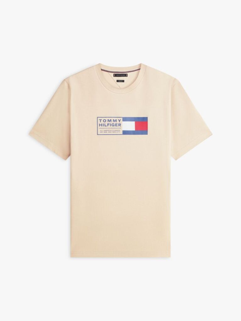 Beige Logo Jersey Crew Neck T-Shirt  Men