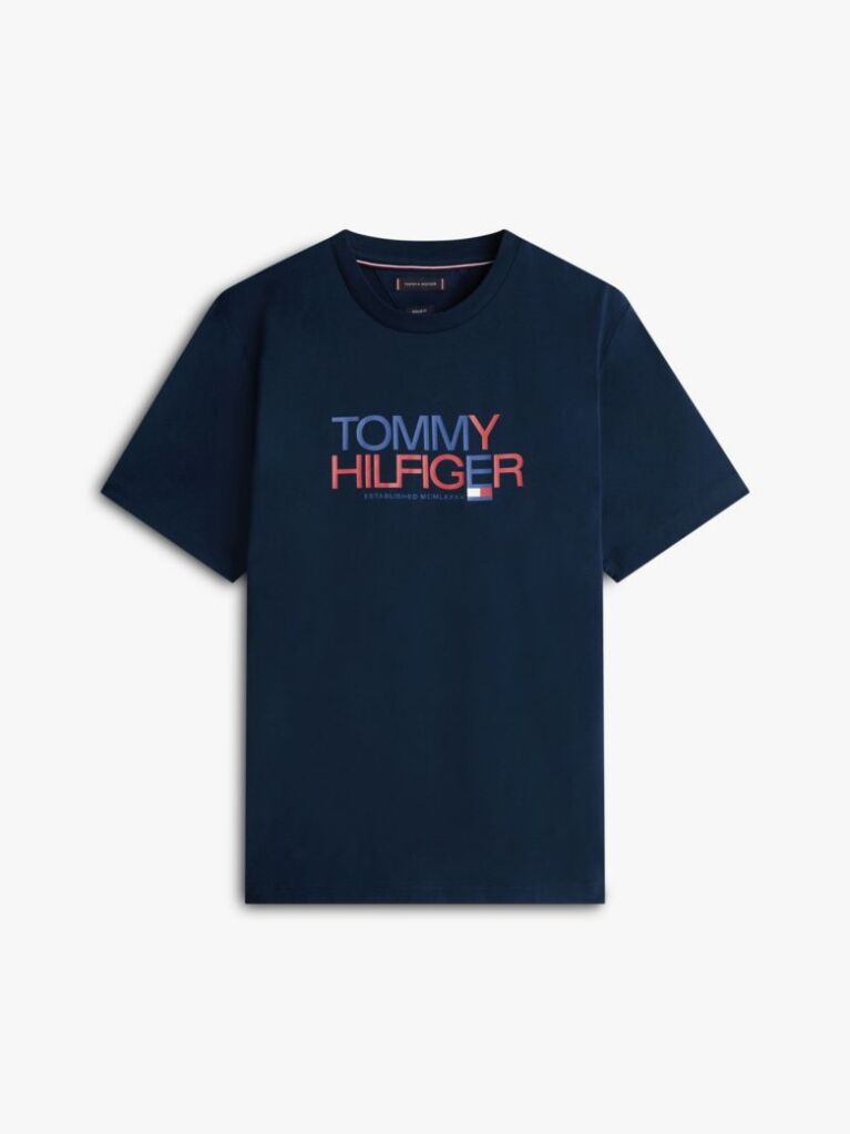 Blue Logo Graphic Crew Neck T-Shirt  Men