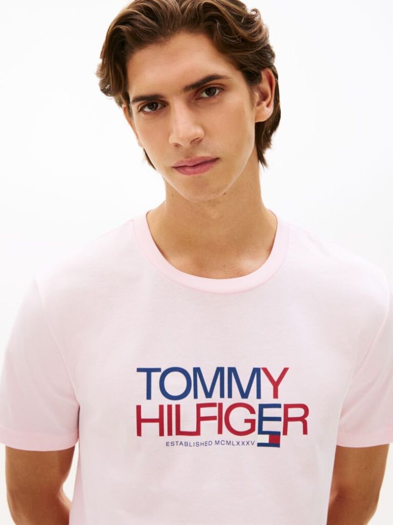 Ροζ T-Shirt Με Λογότυπο Και Γραφικό Σχέδιο  Άνδρες