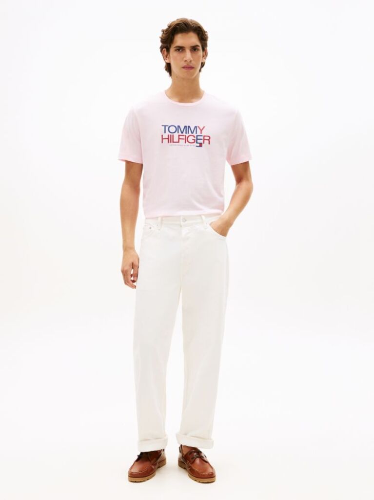Ροζ T-Shirt Με Λογότυπο Και Γραφικό Σχέδιο  Άνδρες