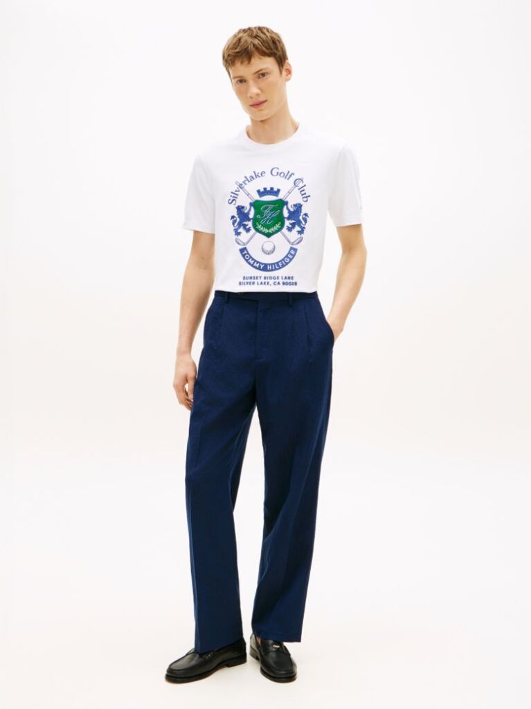 White Logo Appliqué Crew Neck T-Shirt  Men