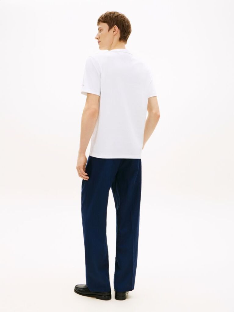 White Logo Appliqué Crew Neck T-Shirt  Men