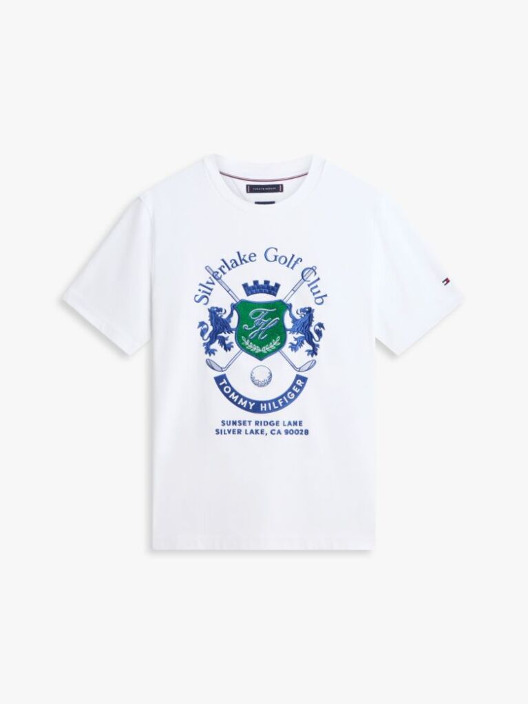 White Logo Appliqué Crew Neck T-Shirt  Men