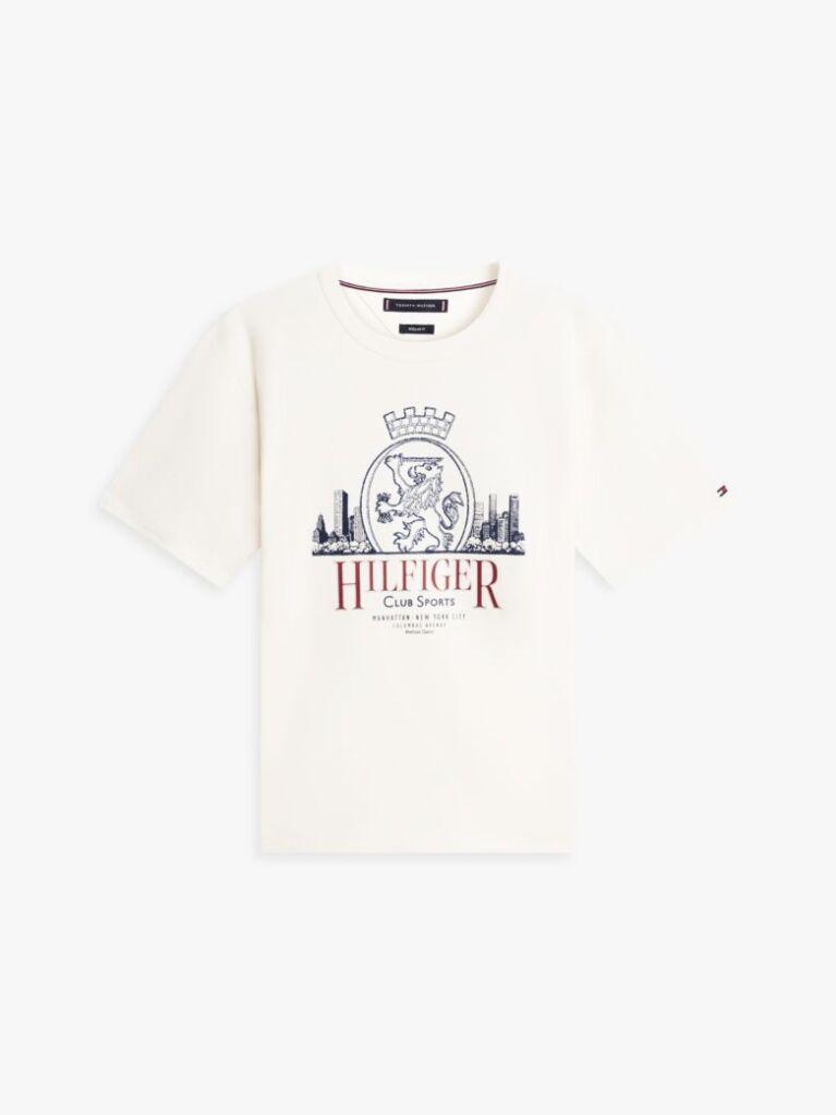 Μπεζ Άνετο T-Shirt Με Οικόσημο  Άνδρες