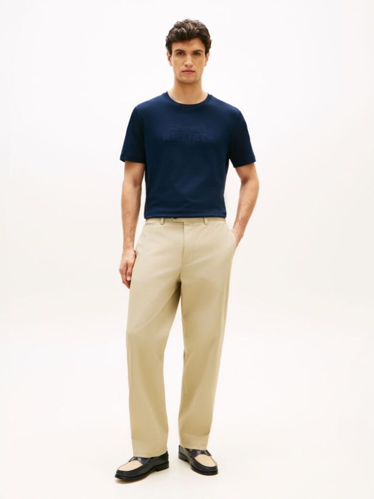 Blue Tonal Logo Interlock Knit T-Shirt  Men