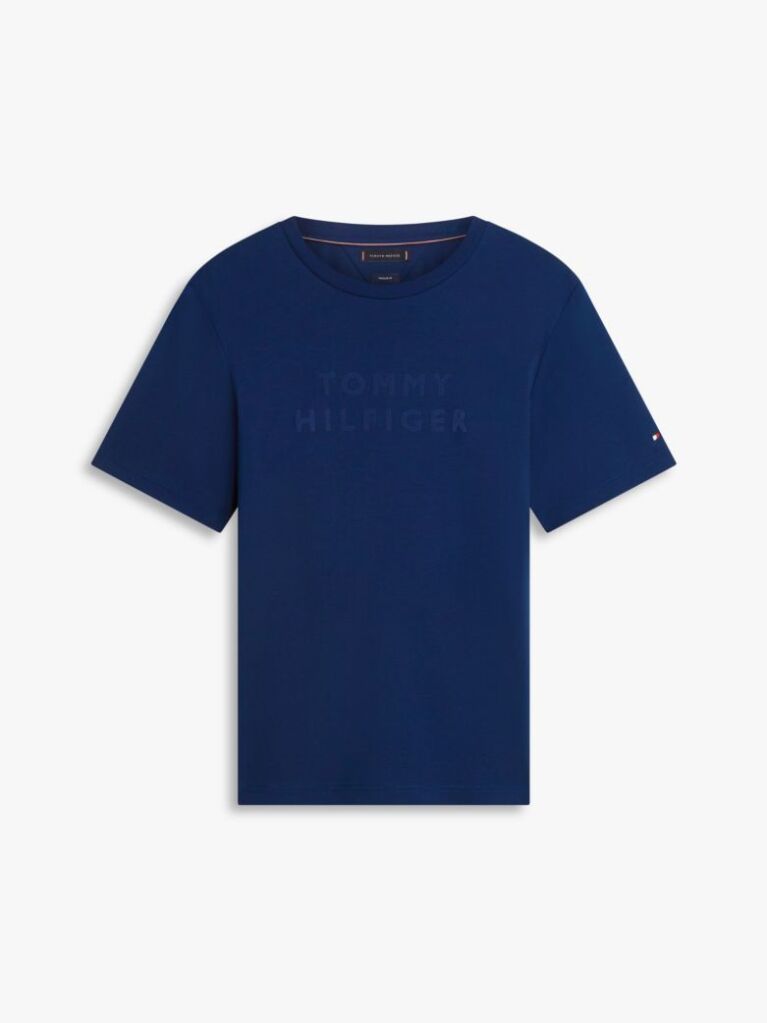 Blue Tonal Logo Interlock Knit T-Shirt  Men
