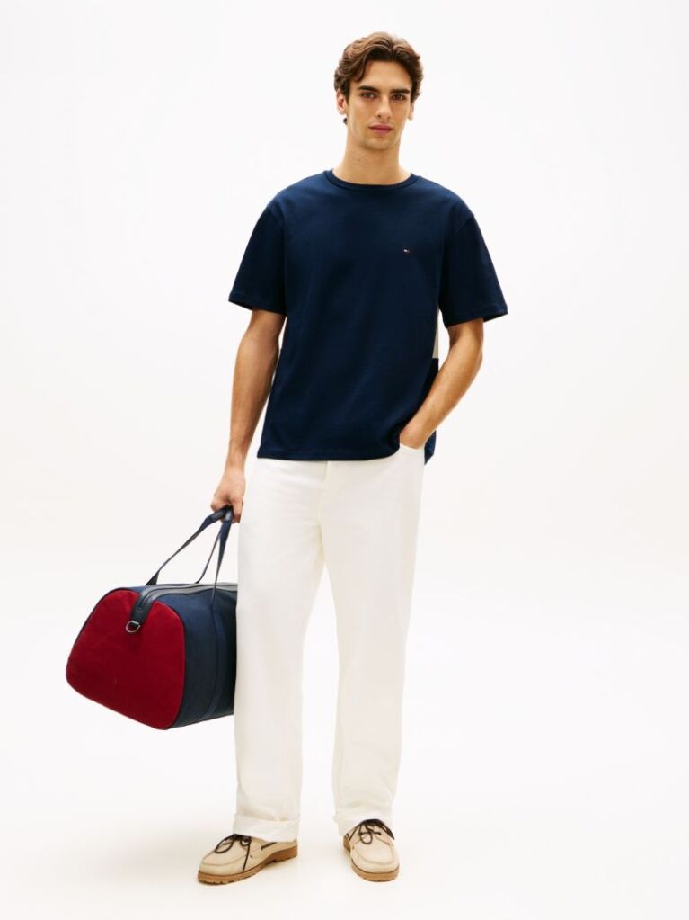 Blue Flag Embroidery Jersey Relaxed T-Shirt  Men