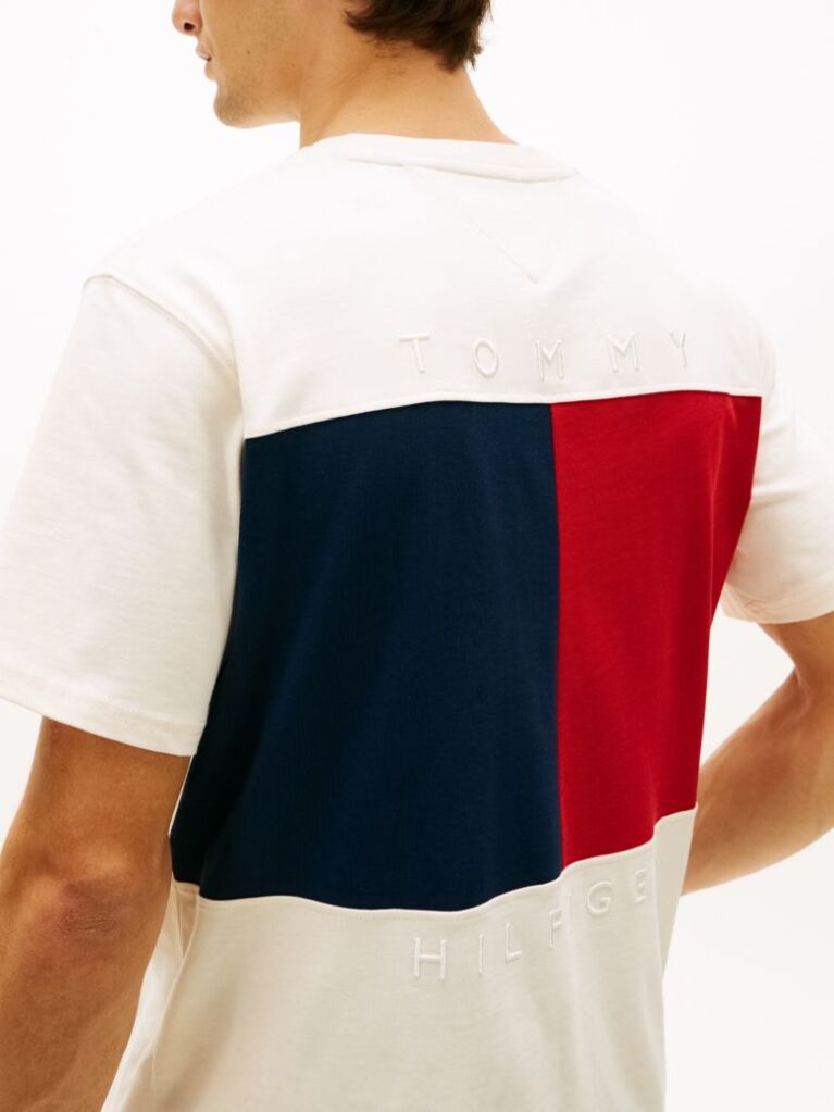 Beige Flag Embroidery Jersey Relaxed T-Shirt  Men