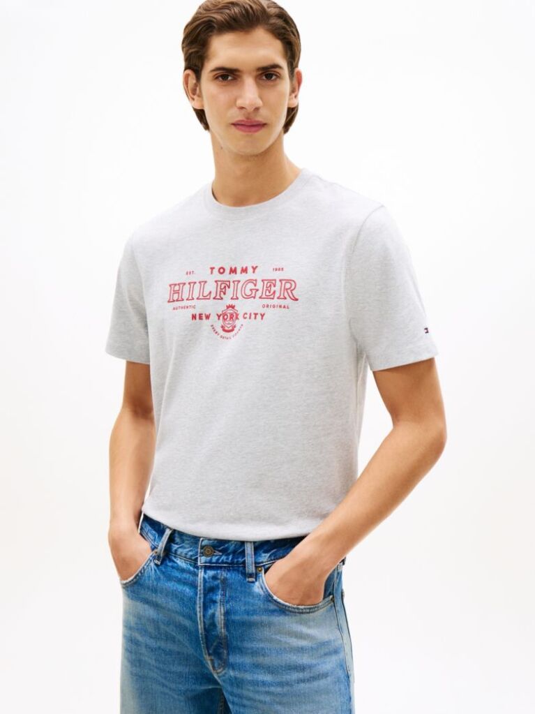 Grey Heritage Graphic Crew Neck T-Shirt  Men