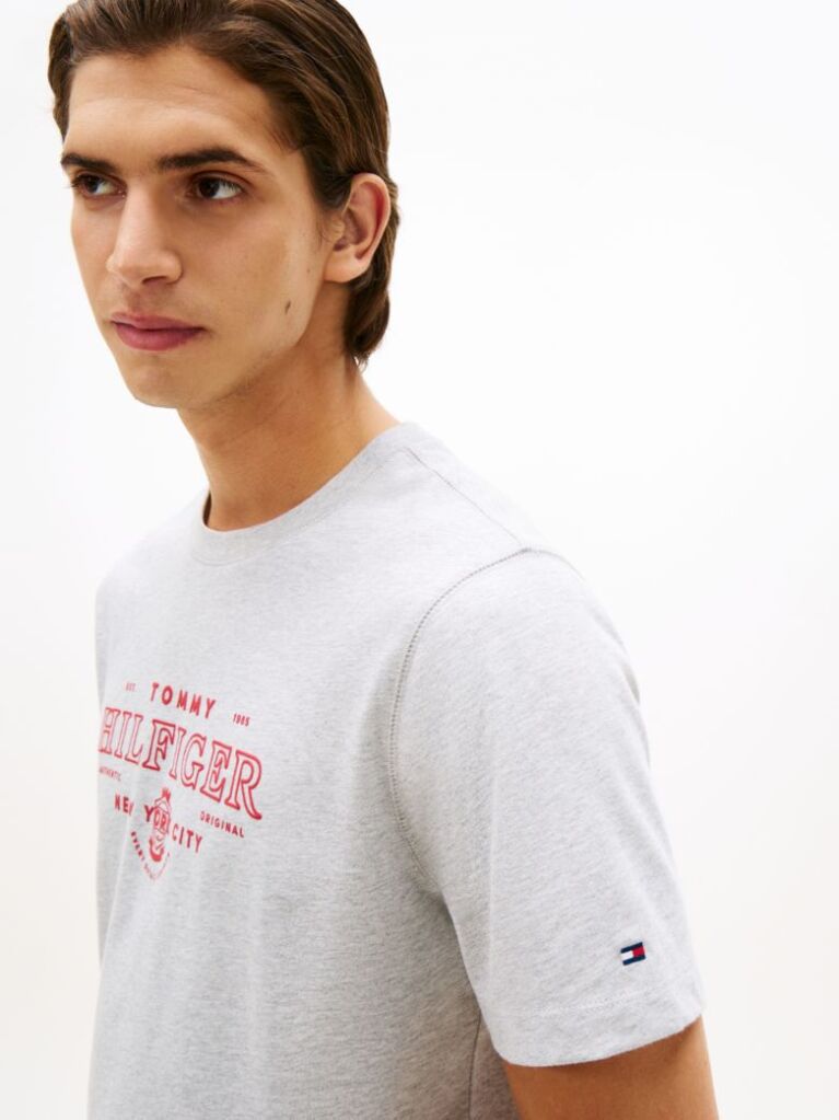 Grey Heritage Graphic Crew Neck T-Shirt  Men
