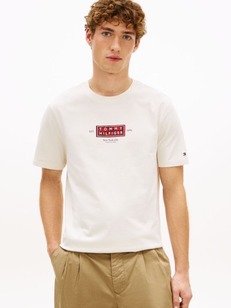 Beige Heritage Logo Jersey Crew Neck T-Shirt  Men