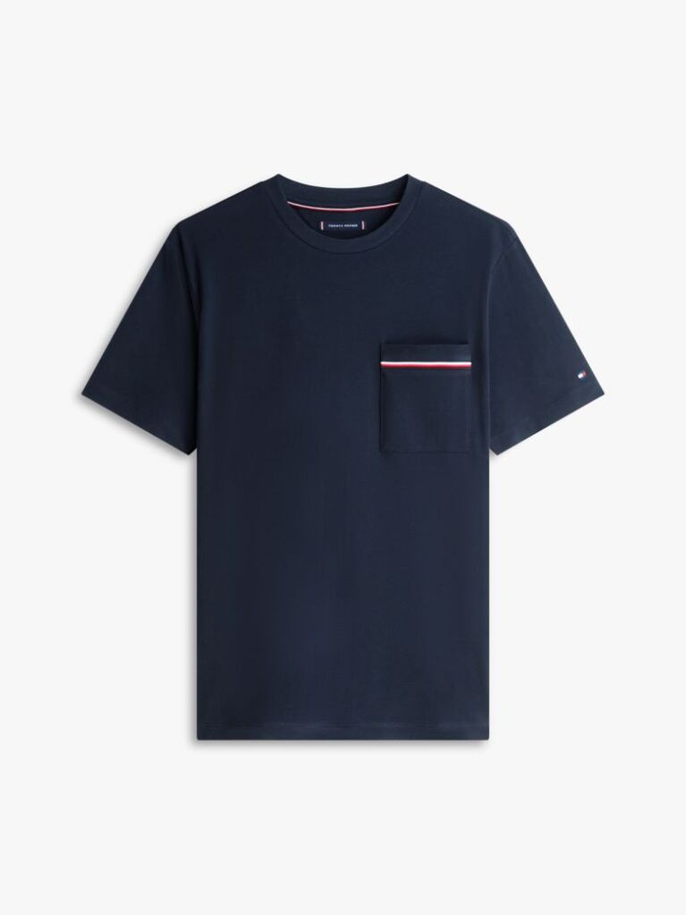 Μπλε Βαμβακερό T-Shirt Πικέ Με Τσέπη  Άνδρες