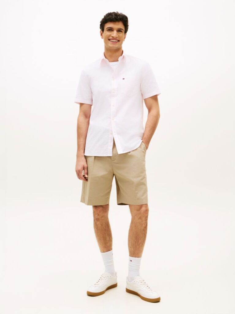 Pink Short Sleeve Stripe Shirt  Men