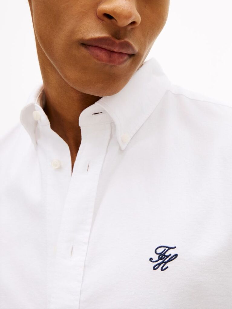 White Heritage Regular Fit Logo Embroidery Oxford Shirt  Men