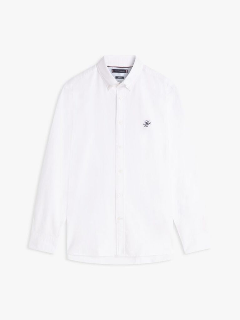 White Heritage Regular Fit Logo Embroidery Oxford Shirt  Men