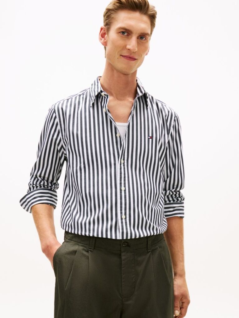Multi TH Flex Regular Fit Stripe Poplin Shirt  Men