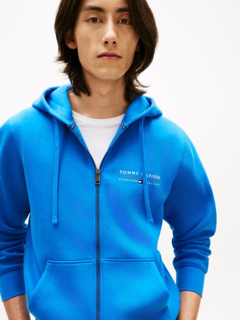 Blue Logo Terry Zip-Thru Hoody  Men