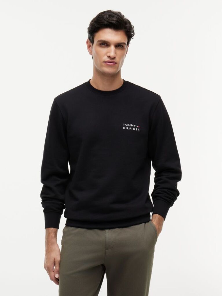Black Logo Embroidery Terry Sweatshirt  Men