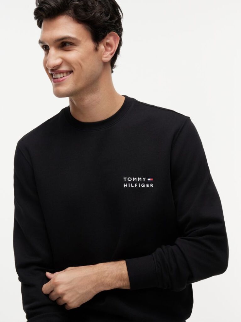 Black Logo Embroidery Terry Sweatshirt  Men