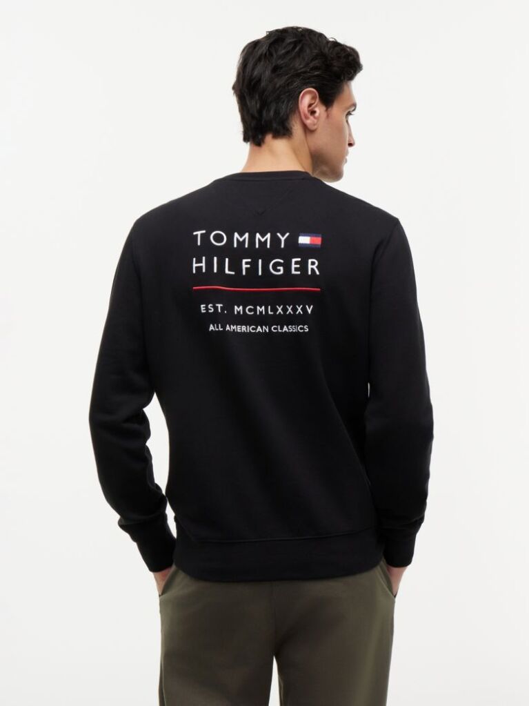 Black Logo Embroidery Terry Sweatshirt  Men