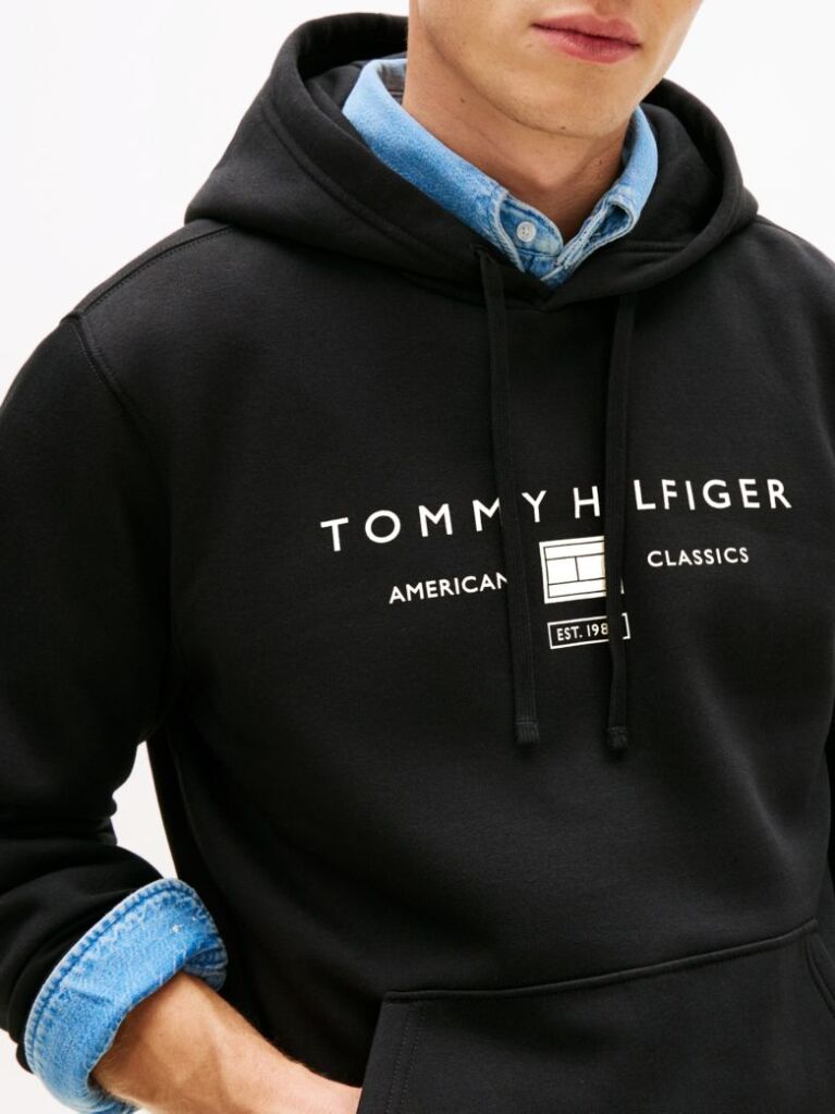 Μαύρο Hoody Με Λογότυπο  Άνδρες