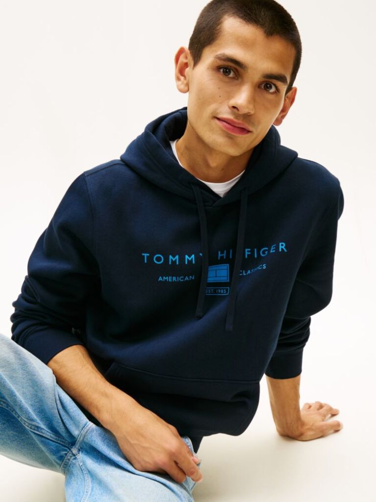 Μπλε Hoody Με Λογότυπο  Άνδρες