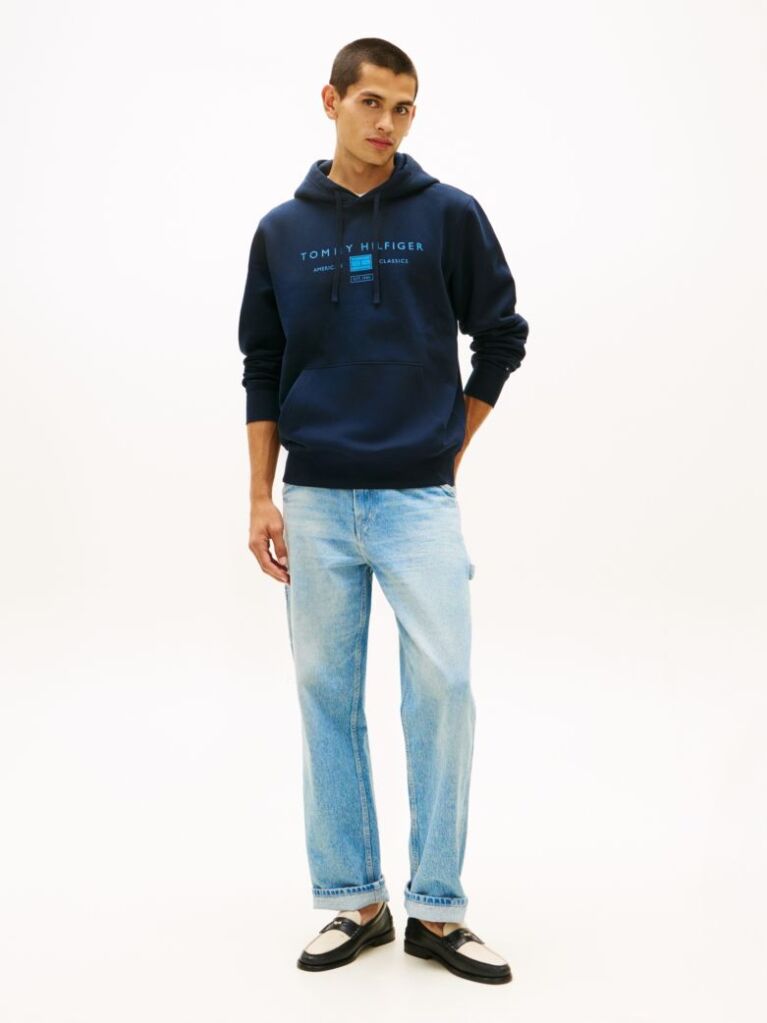 Μπλε Hoody Με Λογότυπο  Άνδρες