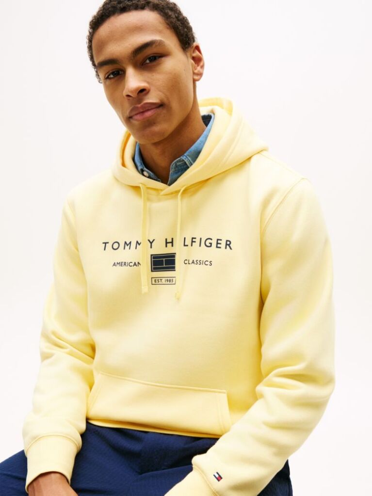 Κίτρινο Hoody Με Λογότυπο  Άνδρες