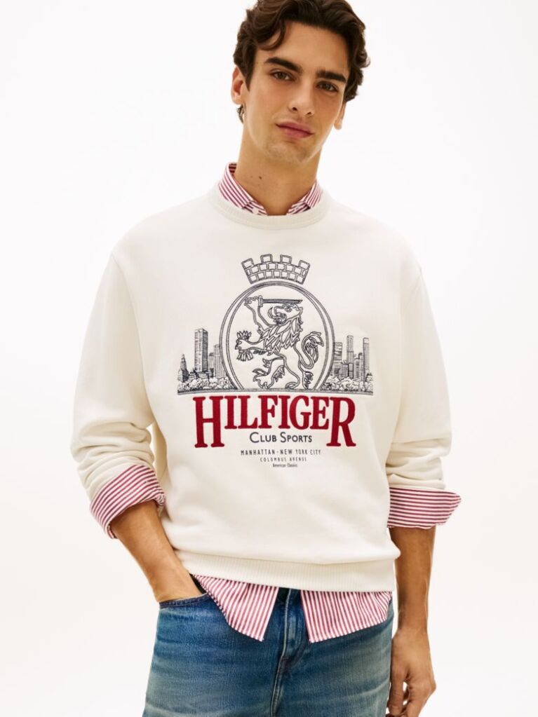 Beige Heritage Crest Embroidery Relaxed Sweatshirt  Men