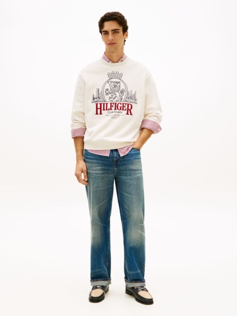 Beige Heritage Crest Embroidery Relaxed Sweatshirt  Men