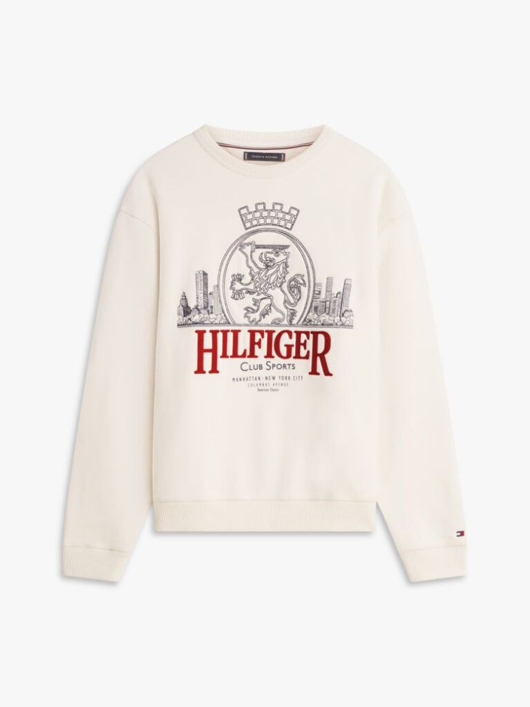 Beige Heritage Crest Embroidery Relaxed Sweatshirt  Men