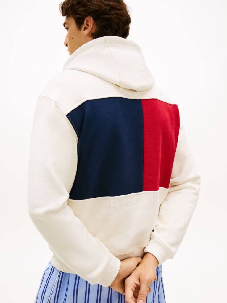 Μπεζ Άνετο Hoody Με Σημαία  Άνδρες