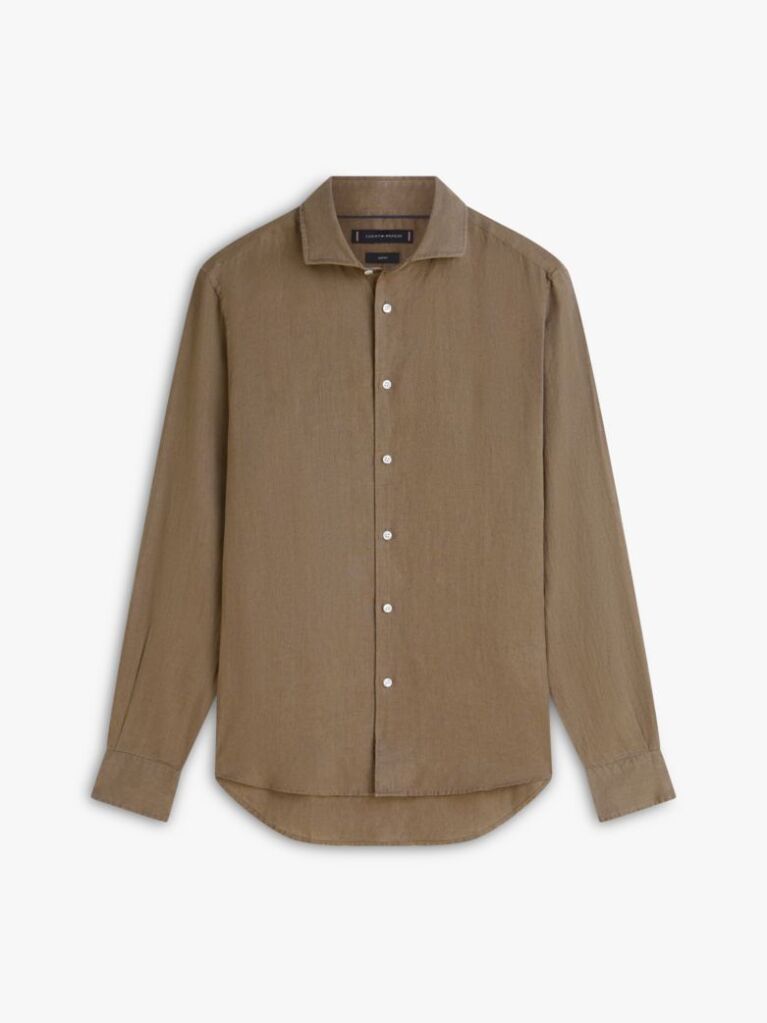 Πράσινο Smart Casual Λινό Πουκάμισο Σε Slim Γραμμή  Άνδρες