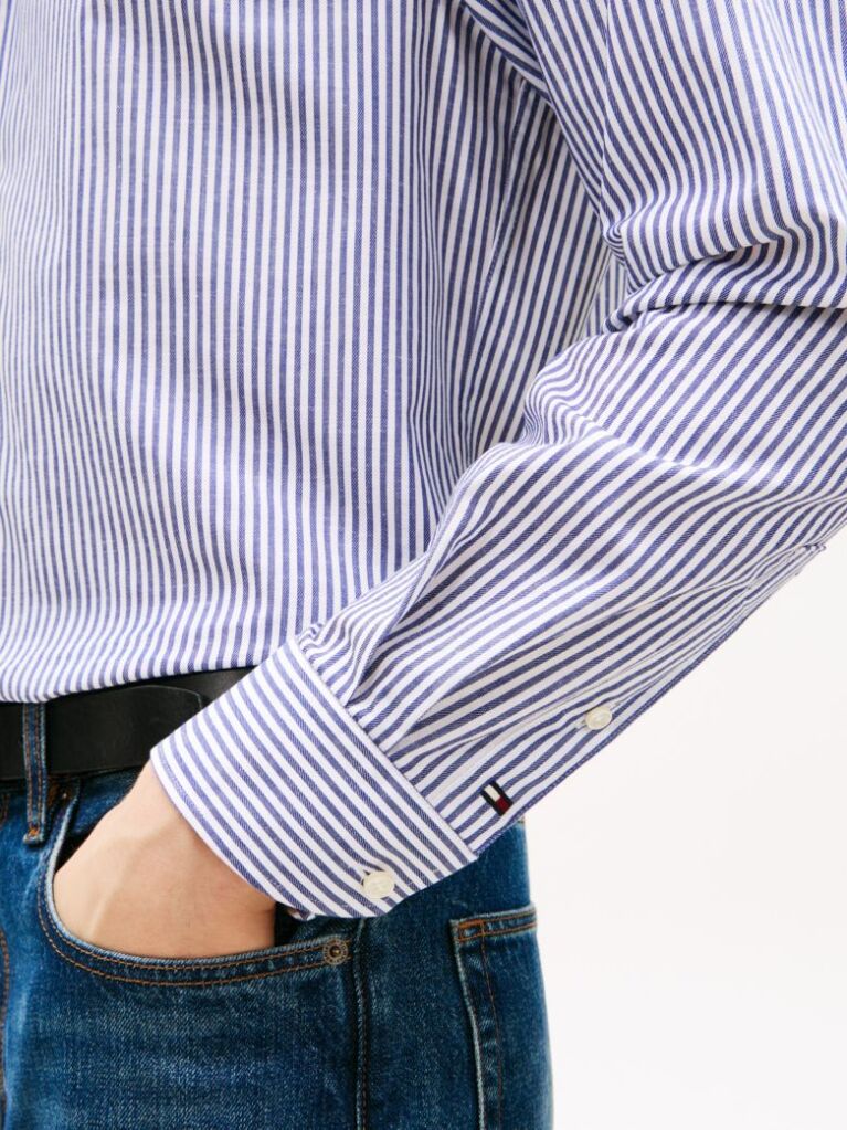 Blue Smart Casual TH Flex Slim Fit Stripe Shirt  Men