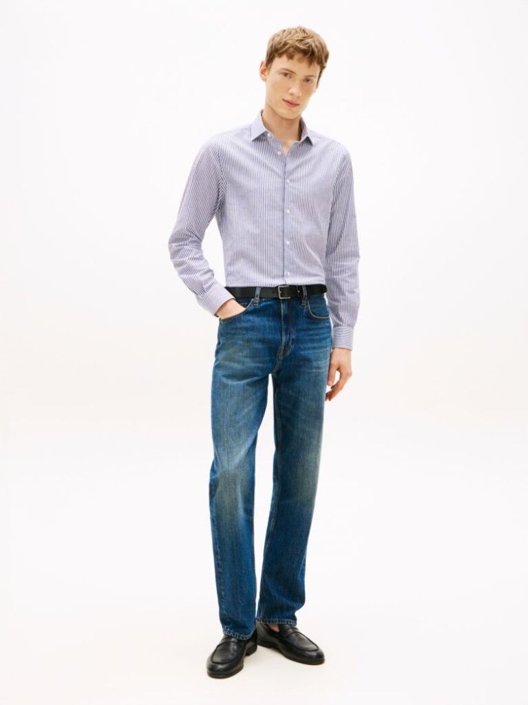 Blue Smart Casual TH Flex Slim Fit Stripe Shirt  Men