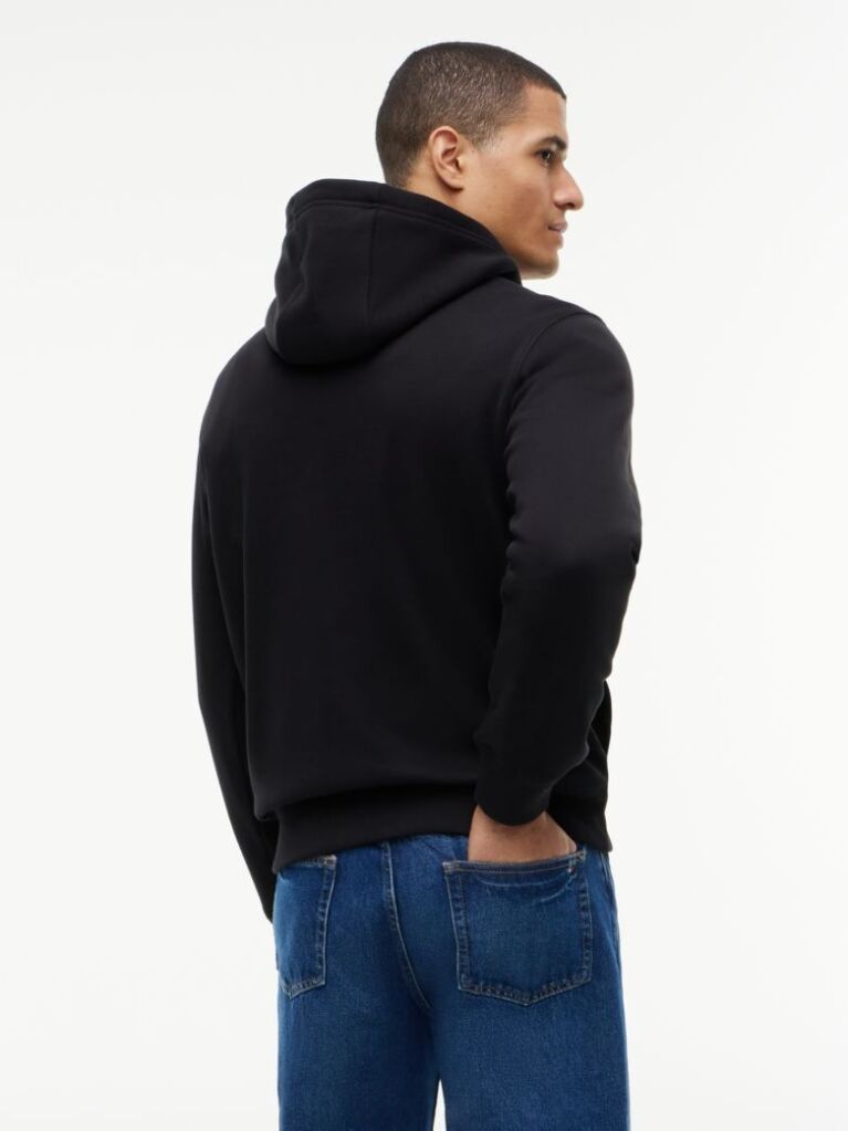 Μαύρο Fleece Hoody Με Κεντητό Λογότυπο  Άνδρες