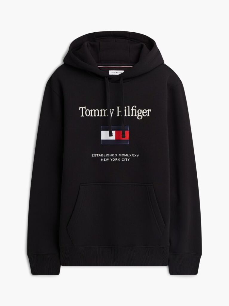 Μαύρο Fleece Hoody Με Κεντητό Λογότυπο  Άνδρες