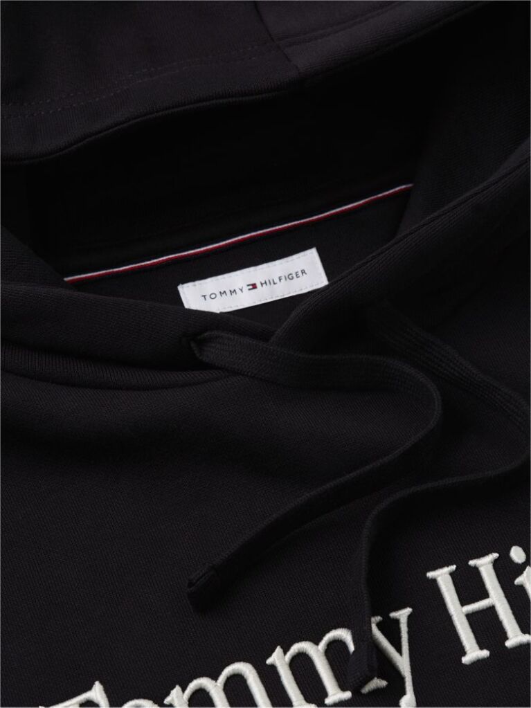 Μαύρο Fleece Hoody Με Κεντητό Λογότυπο  Άνδρες