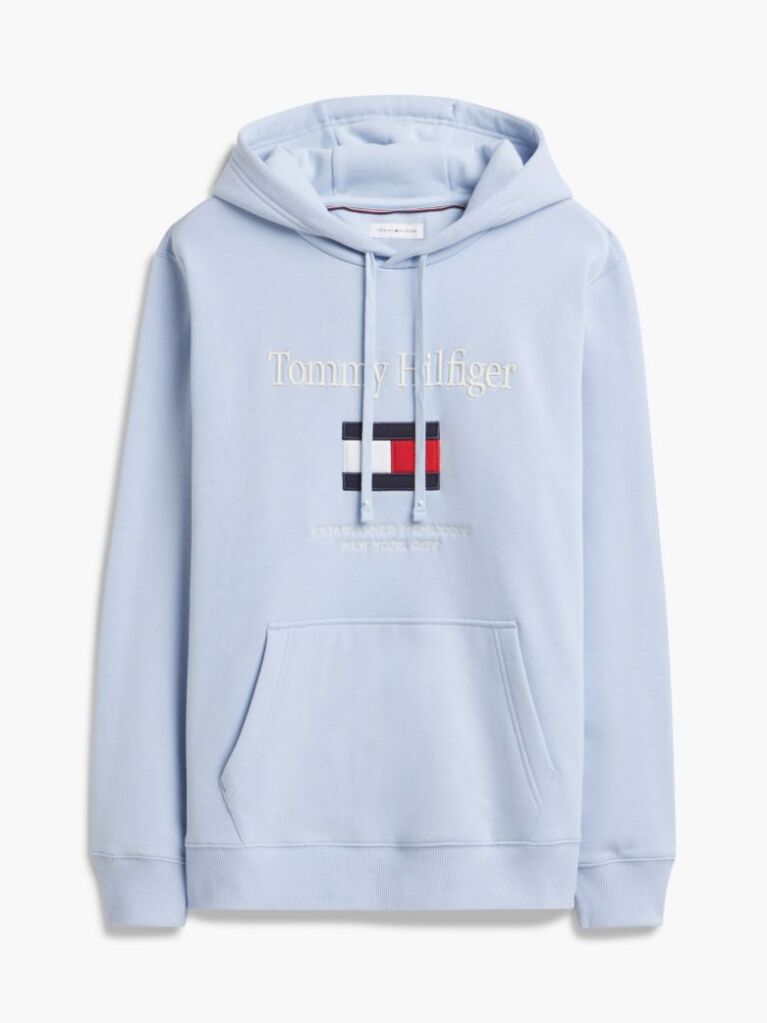 Μπλε Fleece Hoody Με Κεντητό Λογότυπο  Άνδρες