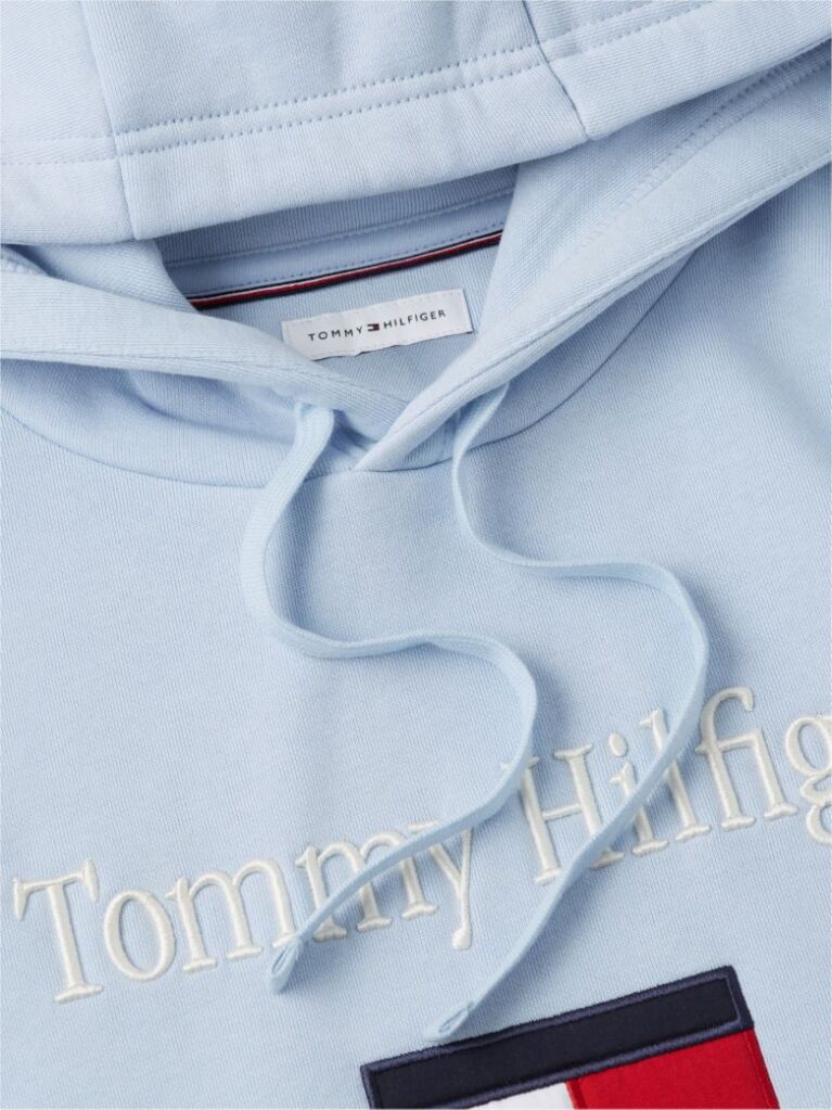 Μπλε Fleece Hoody Με Κεντητό Λογότυπο  Άνδρες