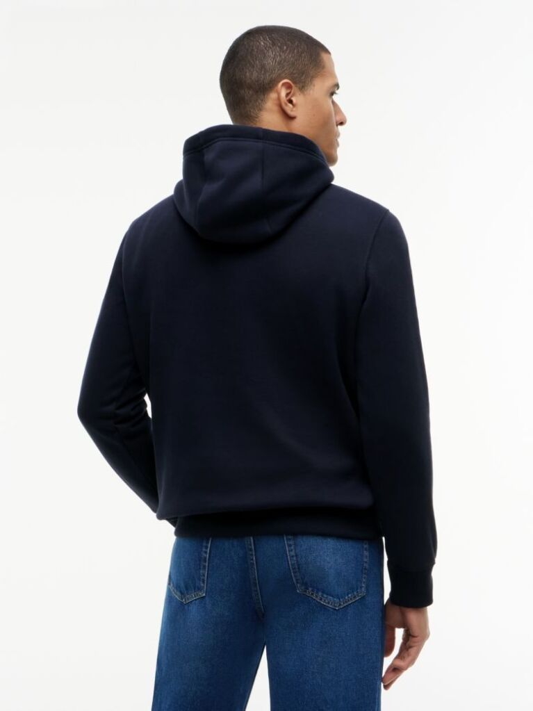 Μπλε Fleece Hoody Με Κεντητό Λογότυπο  Άνδρες