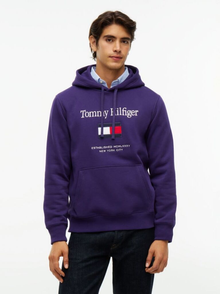 Μωβ Fleece Hoody Με Κεντητό Λογότυπο  Άνδρες
