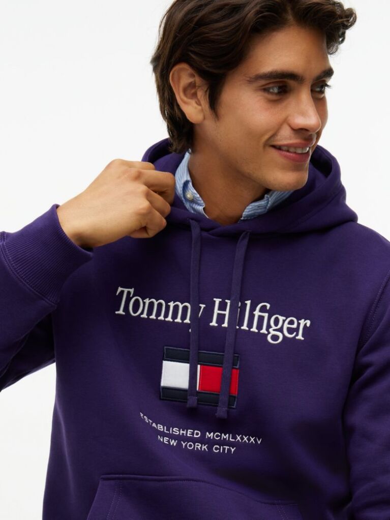 Μωβ Fleece Hoody Με Κεντητό Λογότυπο  Άνδρες