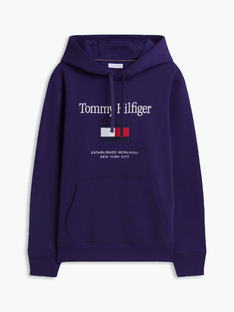 Μωβ Fleece Hoody Με Κεντητό Λογότυπο  Άνδρες