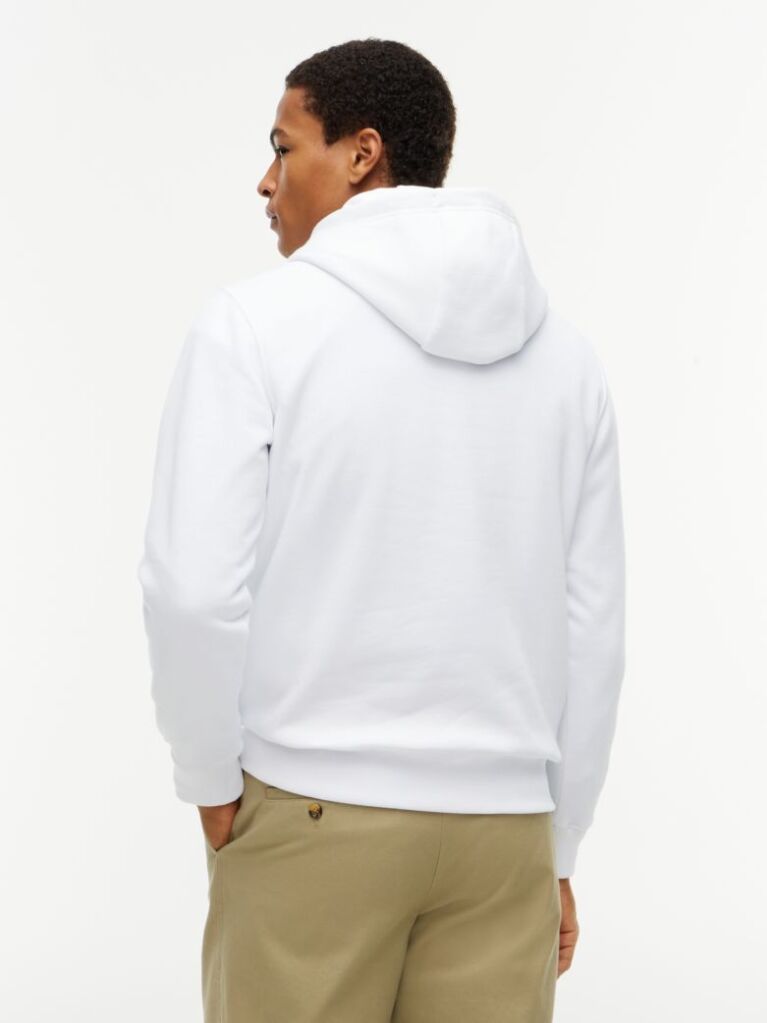 Άσπρο Fleece Hoody Με Κεντητό Λογότυπο  Άνδρες