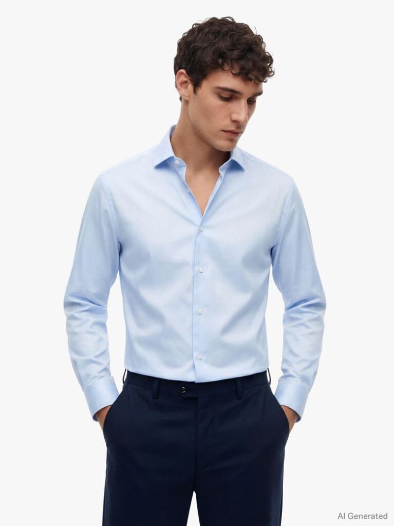 Μπλε Smart Casual TH Flex Πουκάμισο Σε Slim Γραμμή  Άνδρες