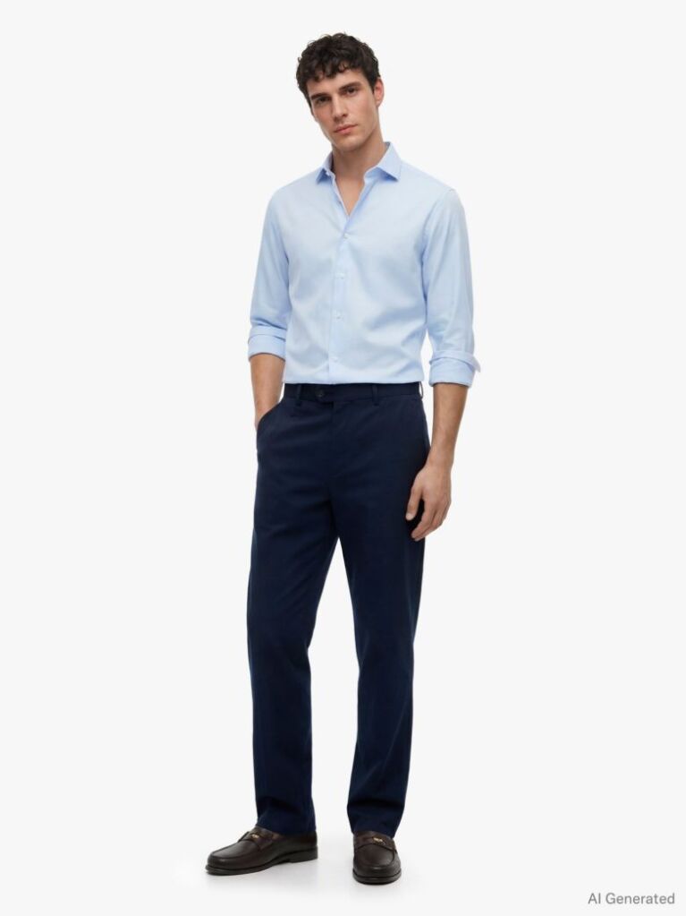 Μπλε Smart Casual TH Flex Πουκάμισο Σε Slim Γραμμή  Άνδρες